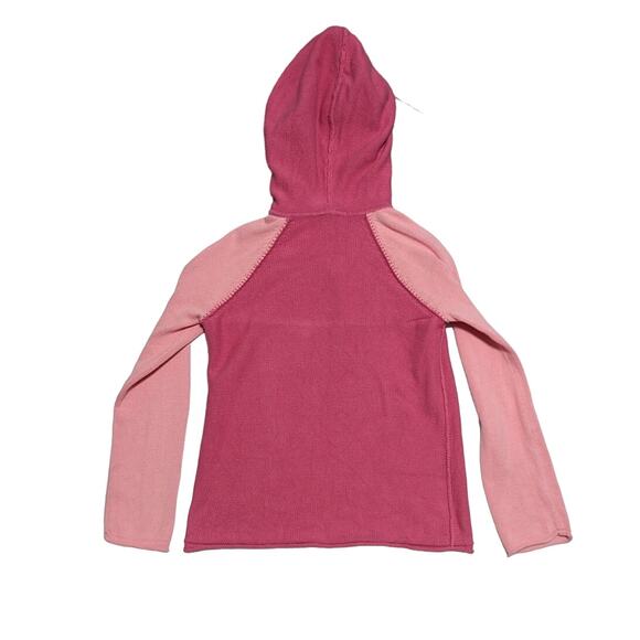 Y2K J Jill Contrast Sleeve Colorblock Knit Pullover Hoodie Pink Dainty Fairy XS - Picture 2 of 5